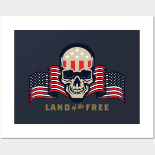 Land of the Free Skull Posters and Art